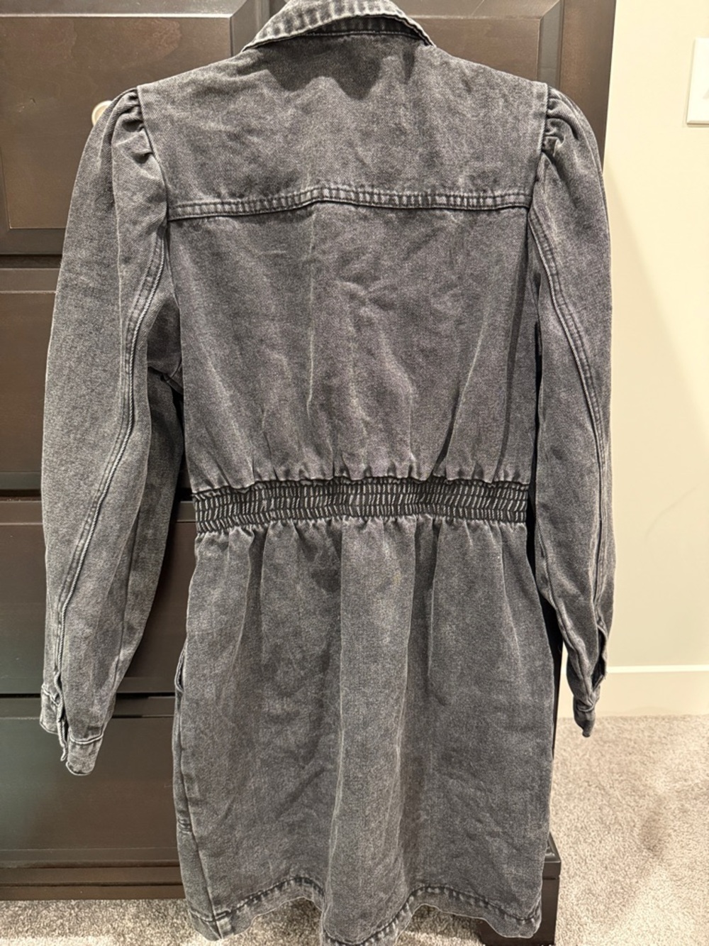 Gilli Washed Black Denim Button-Front Jacket Dress - Picture 4 of 5